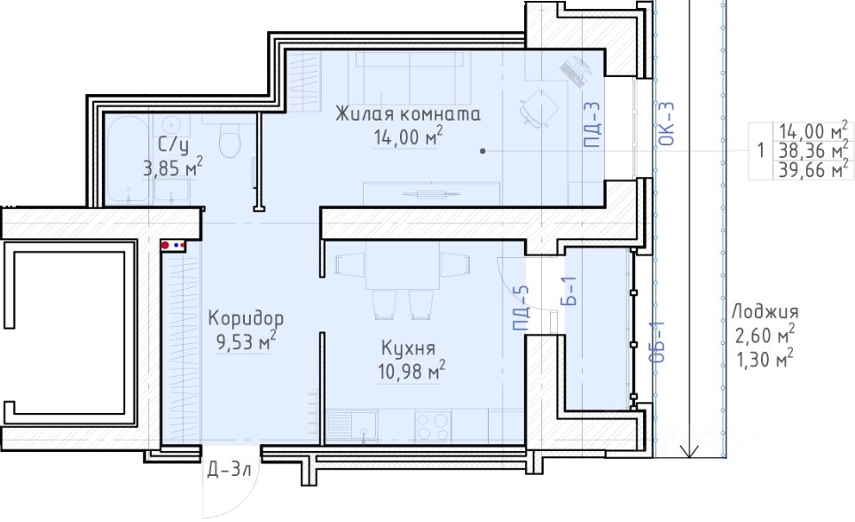 планировка квартиры 40 м2